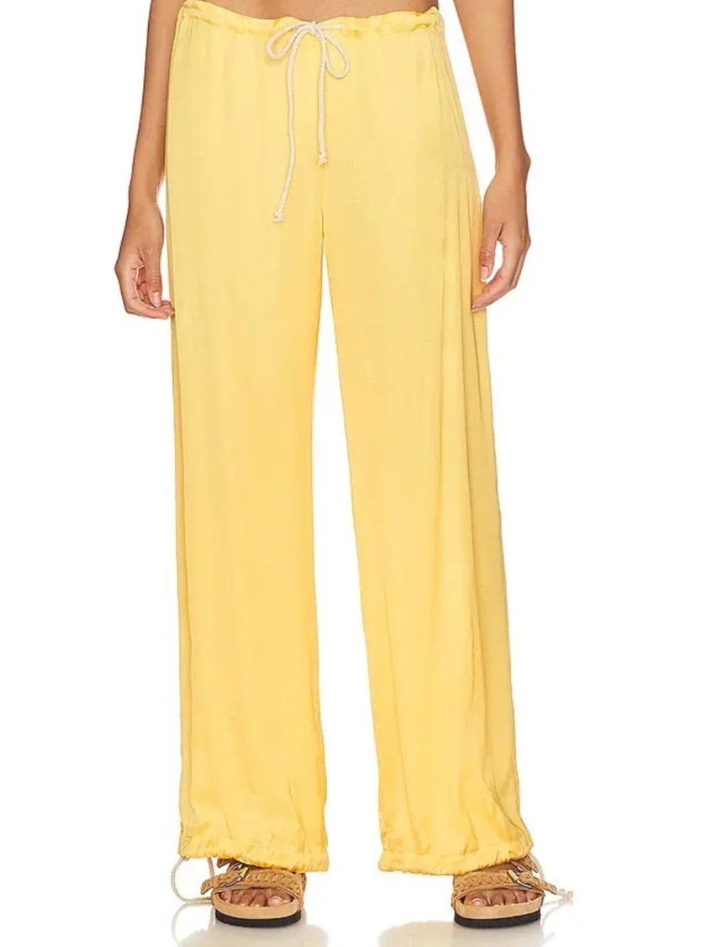 DONNI. Sunny Yellow Cinch Drawstring Jogger Pants NWT - Size L / XL - Picture 2 of 9
